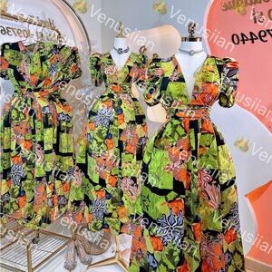 Green Floral Maxi summer dress